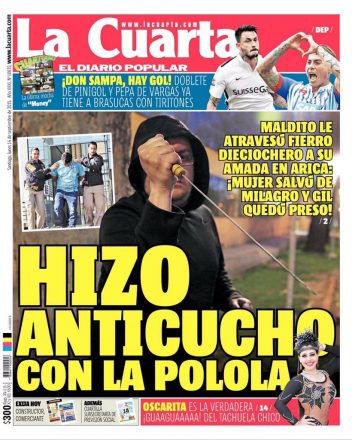 Una de las polémicas portadas realizadas durante el período en que Jorge Ruz fue editor del diario La Cuarta Foto: Brigada de Comunicación Femnista (@bricofem)