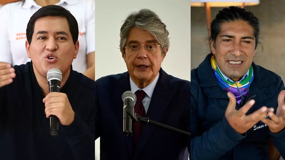 Andrés Arauz, Guillermo Lasso y Yaku Pérez, son los tres candidatos que aparecen con las mejores opciones de pasar a segunda vuelta en las elecciones ecuatorianas.