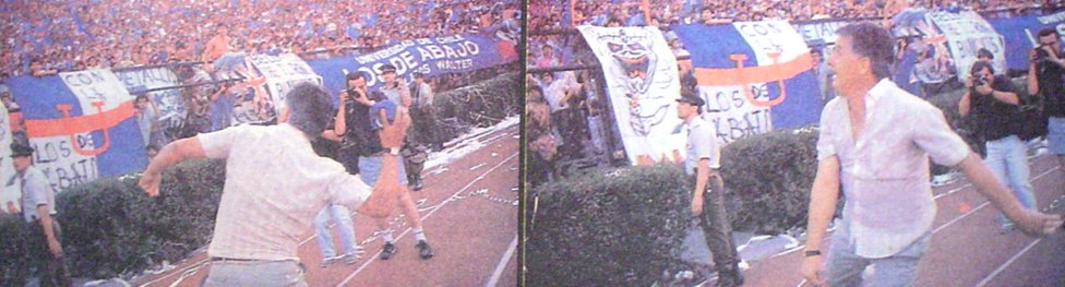 Leonel Sánchez festejando el campeonato de Segunda División 1989.