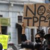 Valparaiso, 28 de septiembre de 2022.
Protesta en contra del TPP-11 a las afueras del Congreso de Valparaiso.
Jonnathan Oyarzun/Aton Chile