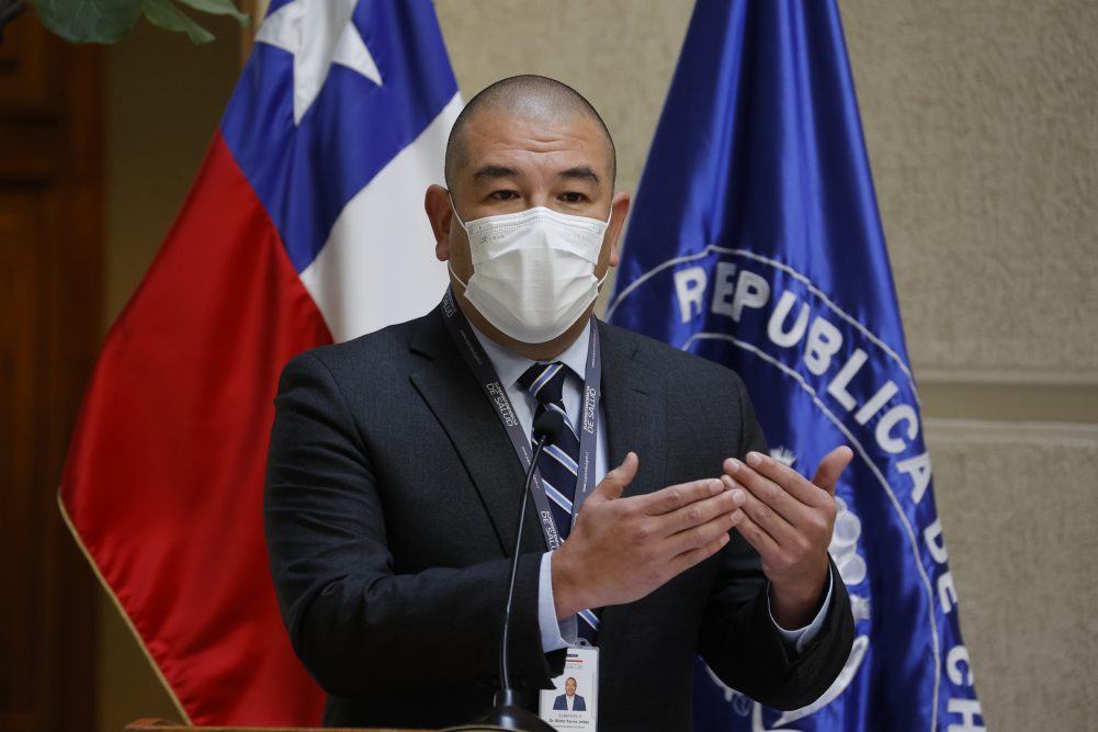 Valparaiso, 31 de mayo de 2022.
El superintendente de salud Victor Torres ofrece un punto de prensa en el Senado.
Raul Zamora/Aton Chile