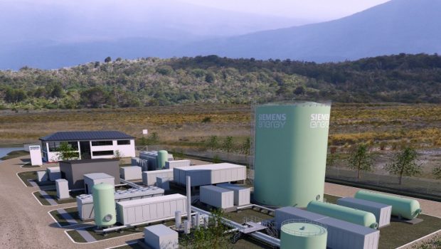 La planta de nitrógeno verde de combustible sintético Haru Oni en la Región de Magallanes donde participan las empresas alemanas Porsche y Siemens.