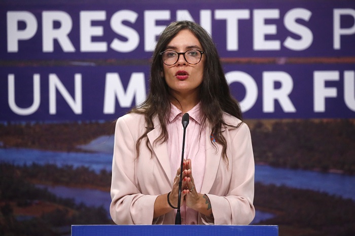 Santiago, 3 de abril de 2023.
Ministra Camila Vallejo realiza voceria en el Palacio de la Moneda.
Jonnathan Oyarzun/Aton Chile