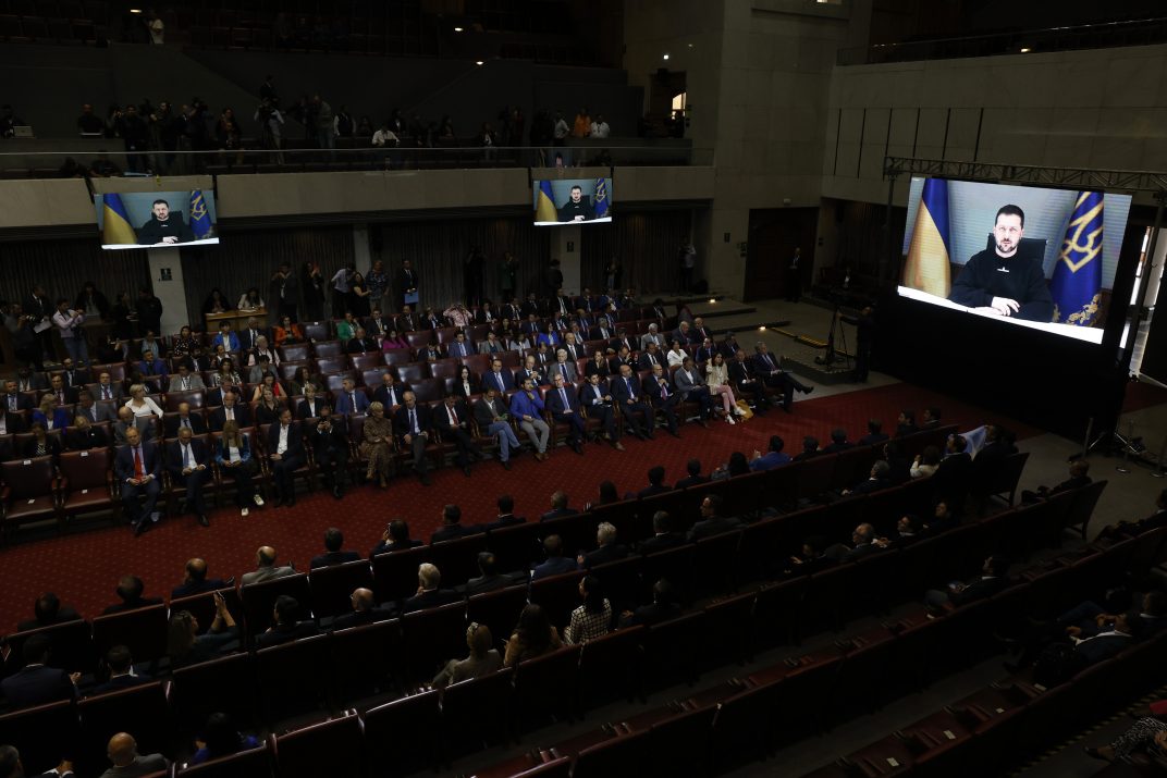 Valparaiso, 4 de abril de 2023.
El presidente de Ucrania, Volodimir Zelenski, expone ante el congreso pleno.
Raul Zamora/Aton Chile