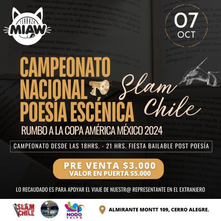 Afiche promocional del Campeonato Nacional de Poesia Escenica.