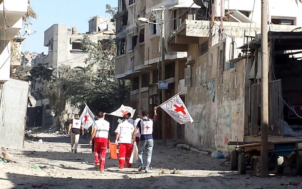 Cruz Roja en Gaza.