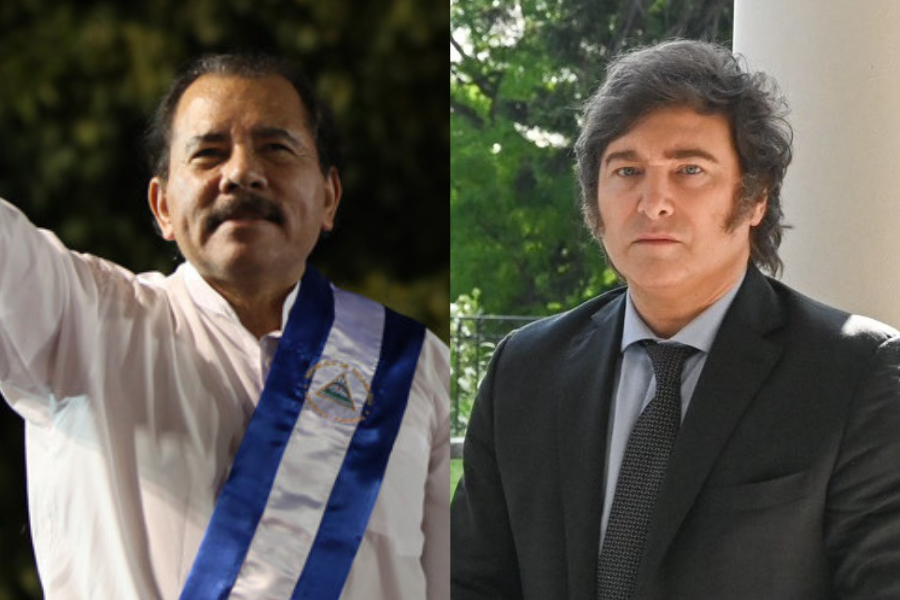 Presidente de Nicaragua, Daniel Ortega, y presidente electo de Argentina, Javier Milei.