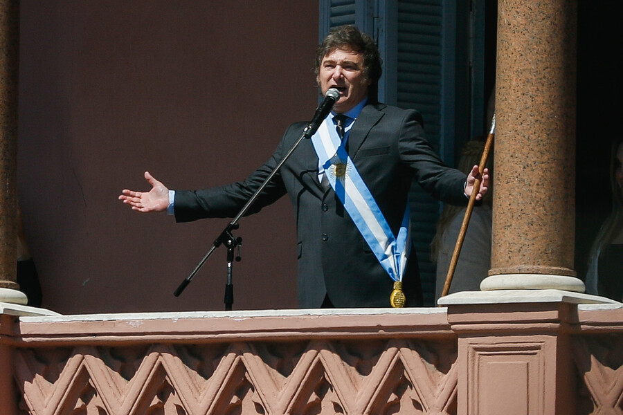 Presidente de Argentina Javier Milei., el día en que asumió la presidencia.