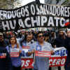Sindicatos de la Siderúrgica Huachipato marchan por el centro de Santiago