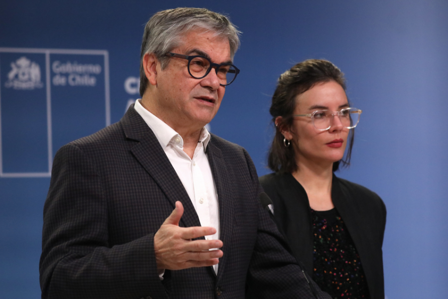 El ministro de Hacienda, Mario Marcel, y la vocera de Gobierno, Camila Valejo