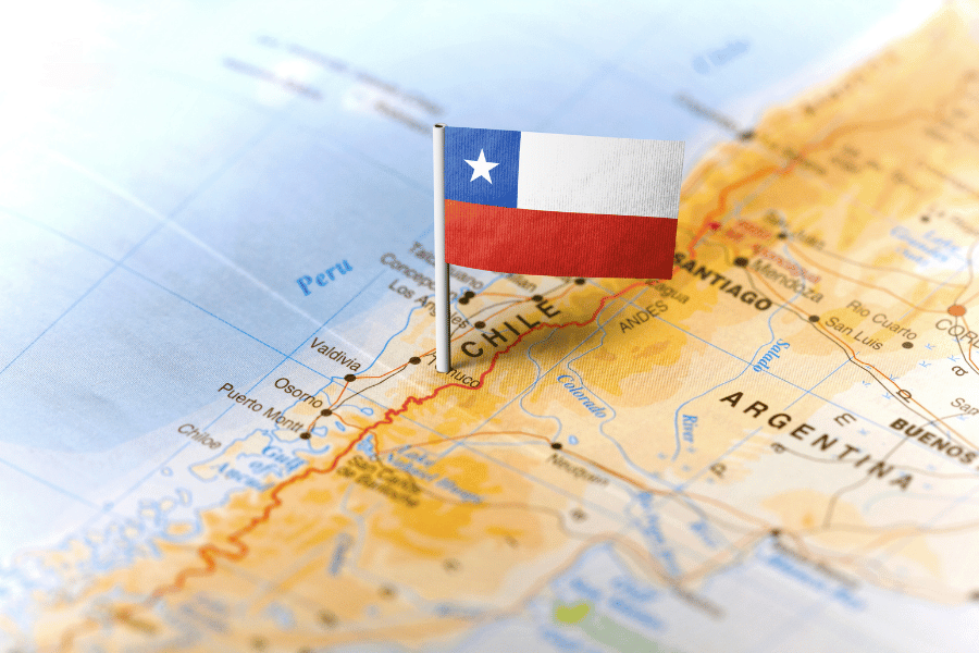 Bandera chilena en el mapa
