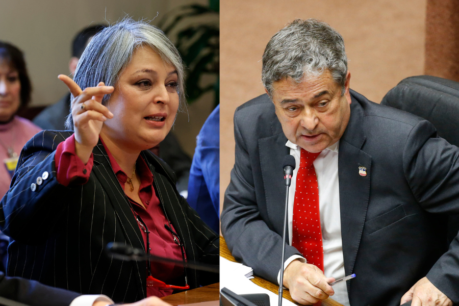 Ministra del Trabajo, Jeannette Jara, y el senador UDI Juan Antonio Coloma