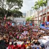 El presidente de Venezuela, Nicolás Maduro, durante una manifestación de apoyo frente al Palacio de Miraflores, en Caracas.