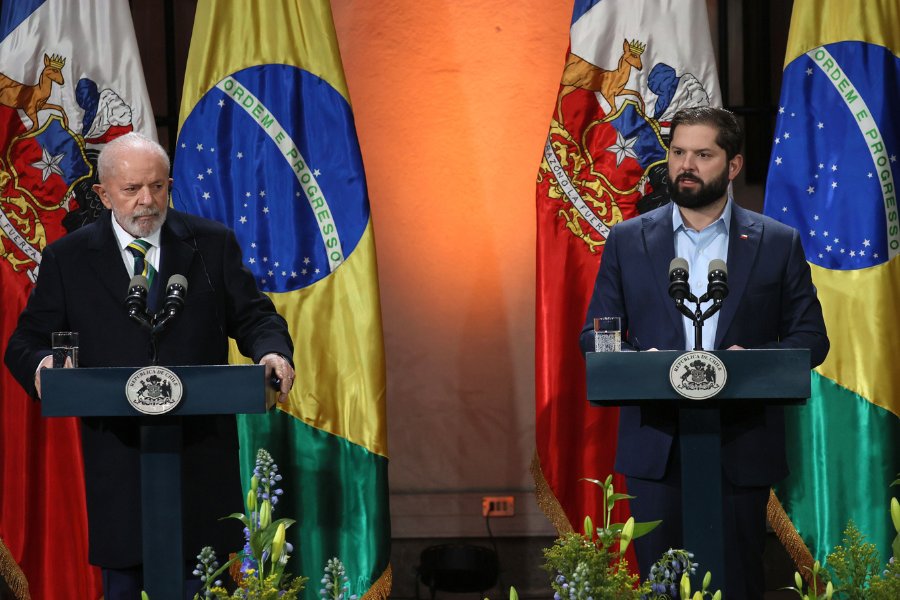 Presidente Gabriel Boric junto al Mandatario de Brasil, Luiz Inácio Lula da Silva
