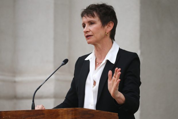 Ministra del interior, Carolina Tohá, realiza punto de prensa en el Palacio de La Moneda. 