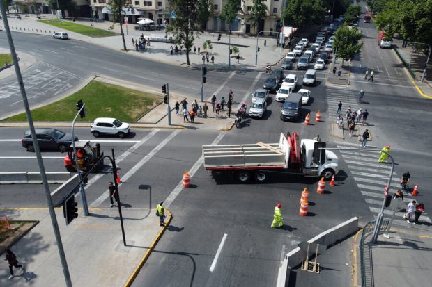 Obras de remodelación de Plaza Italia.