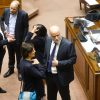 El ministro Segpres, Alvaro Elizalde, la directora de presupuesto, Javiera Martinez, el senador Alfonso de Urresti y la ministra de Salud, Ximena Aguilera, durante la Sesion del Senado que discute el proyecto de ley de presupuesto 2025
Sebastian Cisternas/Aton Chile.