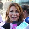 La ex alcaldesa de Maipú. Cathy Barriga, en punto de prensa tras salir de la cárcel de San Miguel.