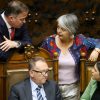 La ministra de Trabajo, Jeannette Jara, la diputada Karol Cariola, y los senadores Matias Walker, y Jose Garcia Ruminot, durante la sesion del Senado
Sebastian Cisternas/Aton Chile.