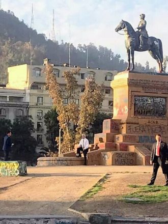 Sebastián Piñera en plaza Baquedano en plena pandemia de COVID-19