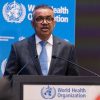 Director general de la Organización Mundial de la Salud (OMS), Tedros Adhanom, en un punto de prensa.