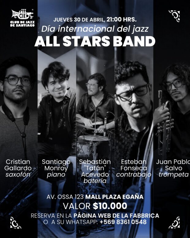 Afiche del Día del Jazz en el Club de Jazz de Santiago.