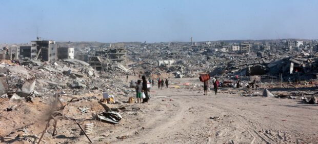 Franja de Gaza destruida por bombardeos israelíes.