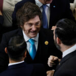El presidente de Argentina, Javier Milei, durante la ceremonia de cambio de mando presidencial, realizada en el Salon de Honor del Congreso Nacional. Foto: Aton Chile.
